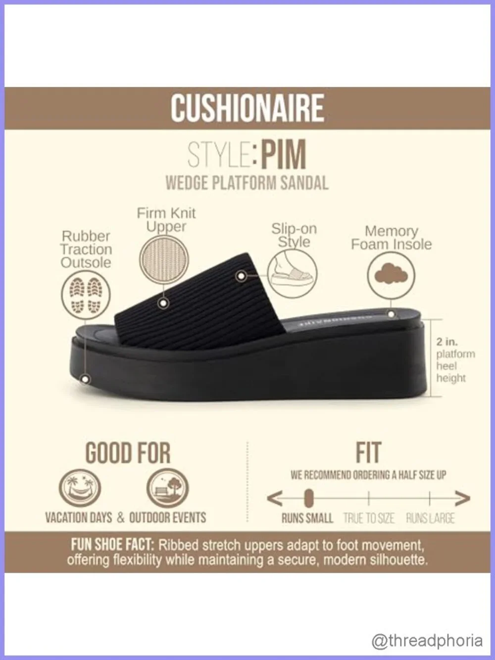 Wedge Platform Sandals with Firm Knit Upper & Memory Foam Slip-On Summer Sandals